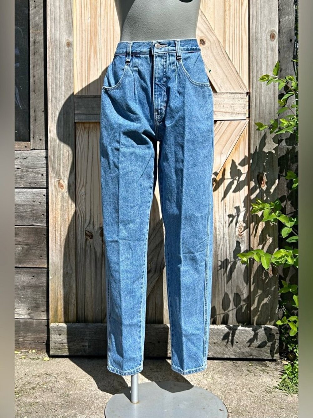 Vintage 90s Brittania Blue Denim High Waist Tapered Pleated Baggy Mom Jeans~6~